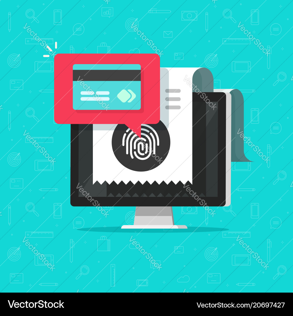 Online payment on computer via fingerprint vector image