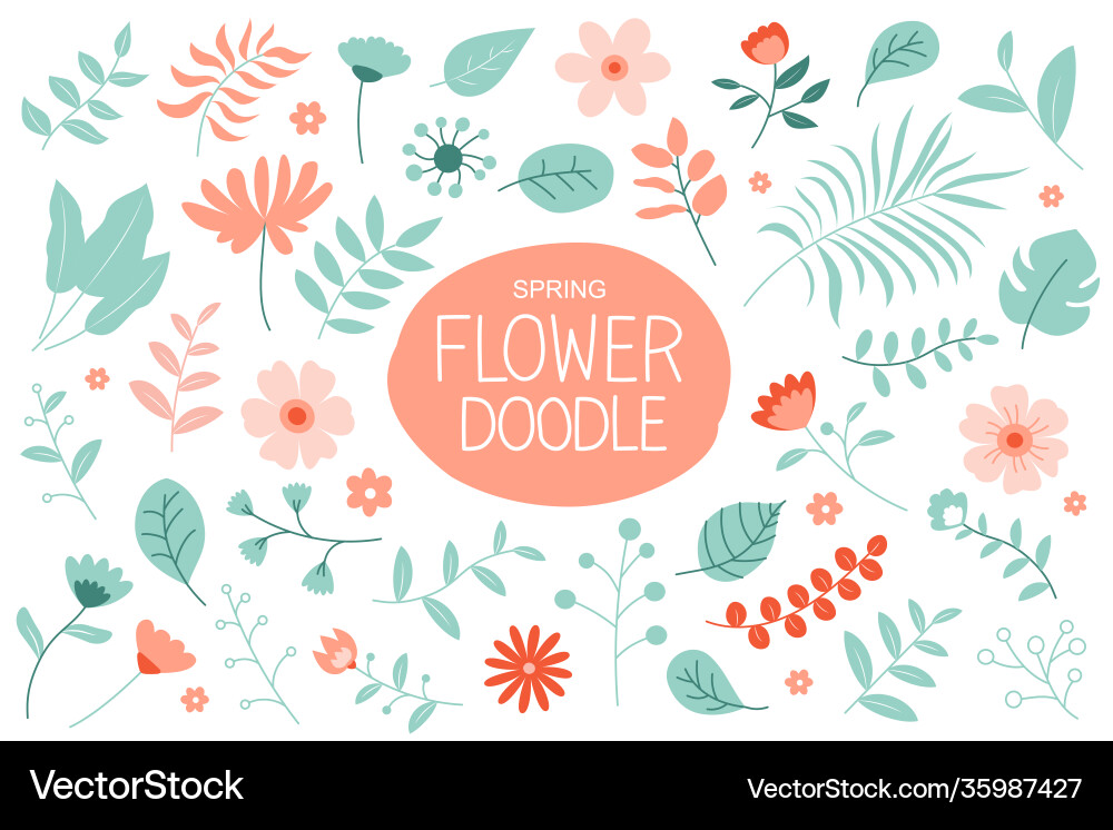 Pastel Spring Floral Set Vector Image