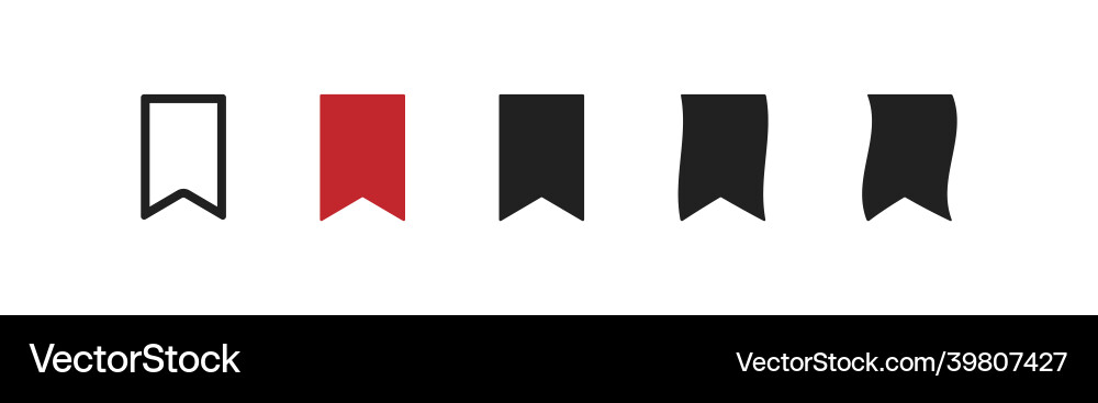 Red line and black flag simple icon set pennant Red line and black flag simple icon set pennant vector image