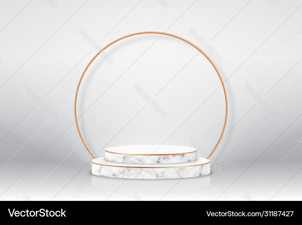 White 3d Podium mit Marmor Textur und golden White 3d Podium mit Marmor Textur und golden vektorbild