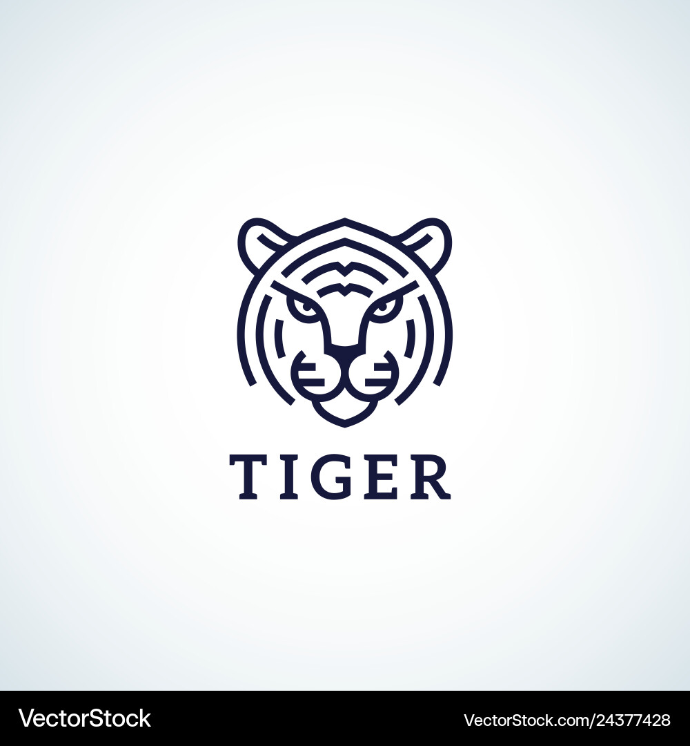 Abstract Tiger Face Line Art Icon Vector Image