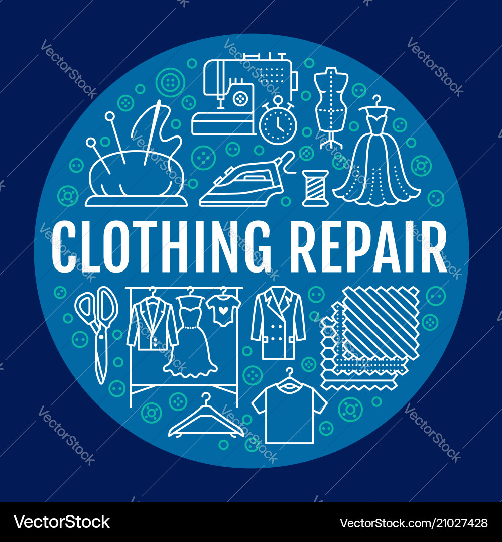 Clothing repair alterations studio equipment Clothing repair alterations studio equipment vector image