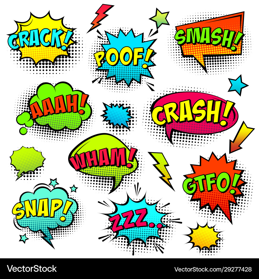 Comic colored speech bubbles with halftone shadow Comic colored speech bubbles with halftone shadow vector image