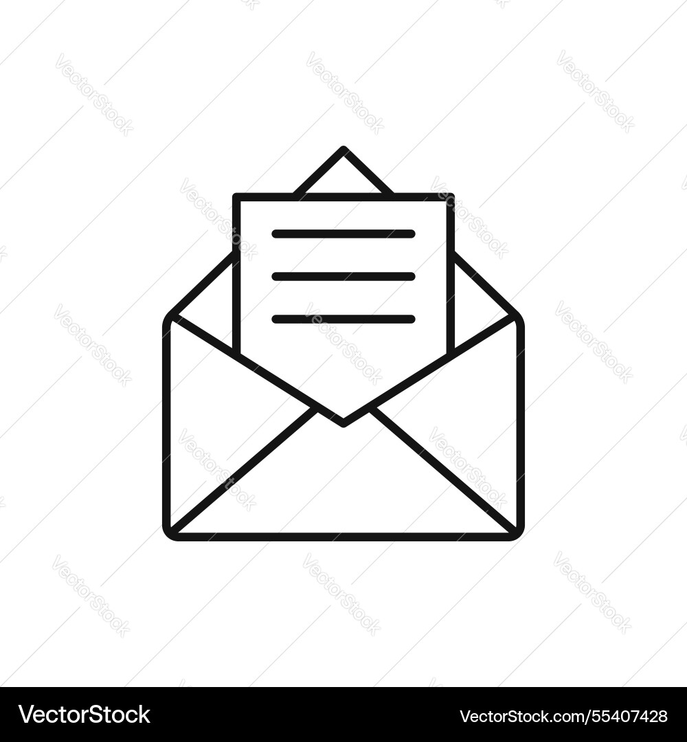 Envelope open icon simple thin line vector image