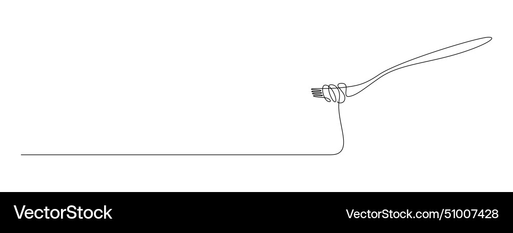 Fork with pasta in one continuous line drawing Fork with pasta in one continuous line drawing vector image