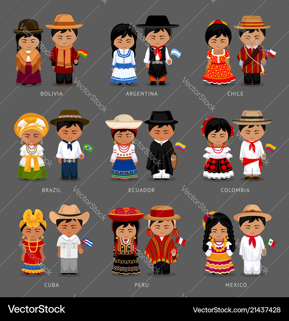 Latin american people in national dress Latin american people in national dress vector image