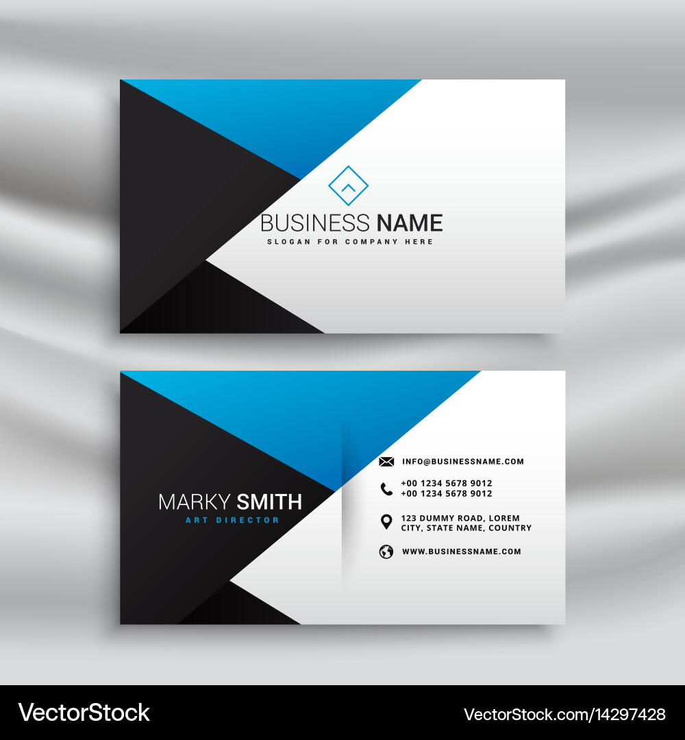 Modern Business Card - Blue White Black Vector Image