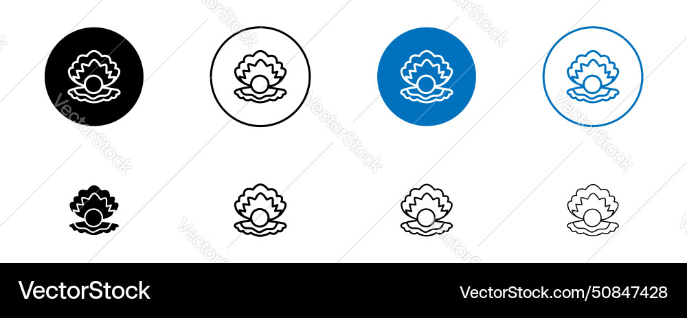 Pearl in the open shell icon set seashell Vector Image