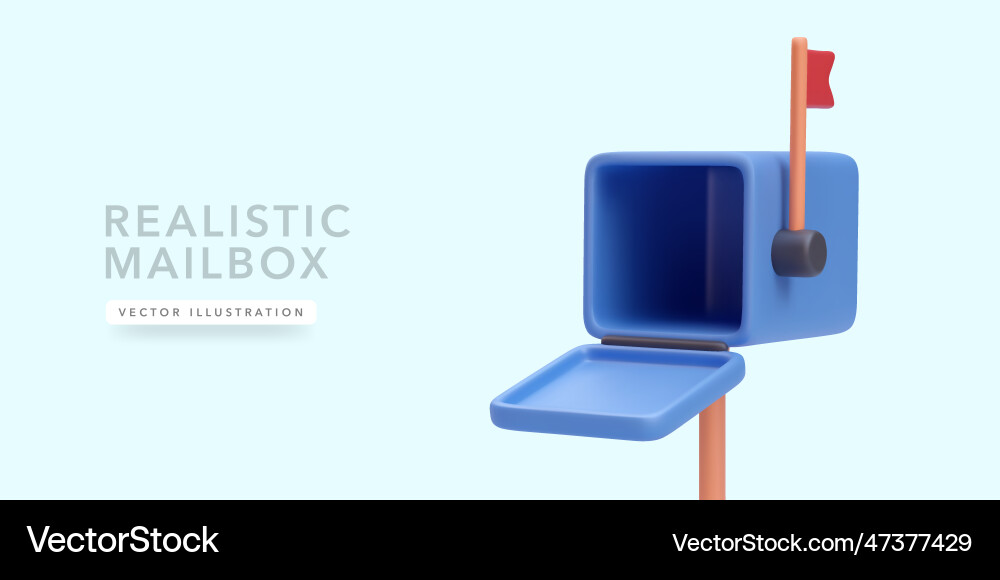 Blue open mailbox in realistic style on a light Blue open mailbox in realistic style on a light vector image