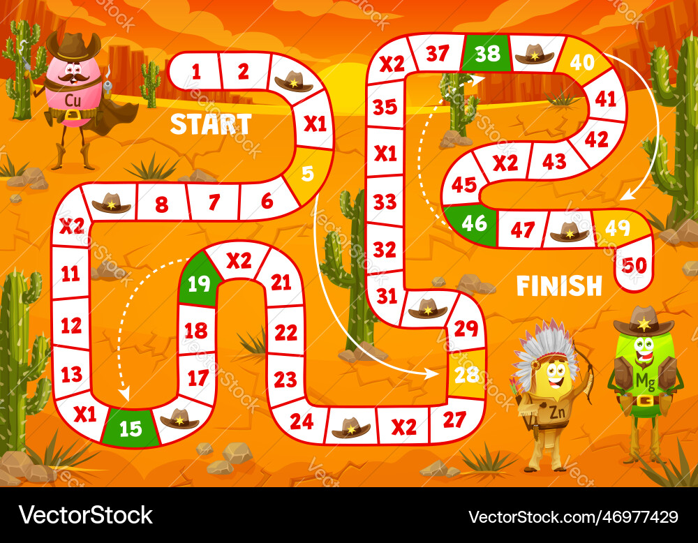 Kids boardgame with cowboy vitamin characters vector image