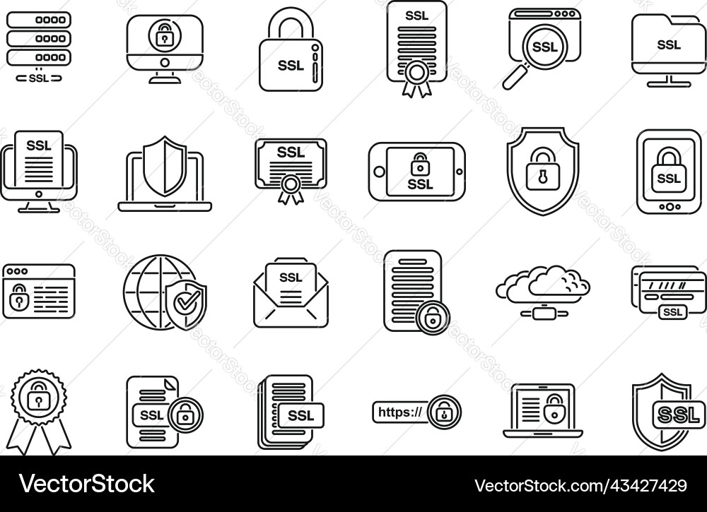 SSL Certificate Icon Set vector image
