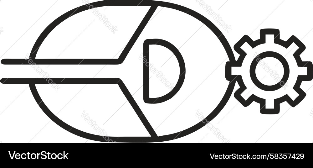 Tech Pie Chart Data with Gear Vector Image