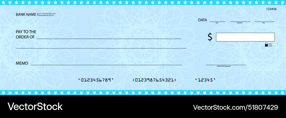 Template of cheque with water marks check Vector Image