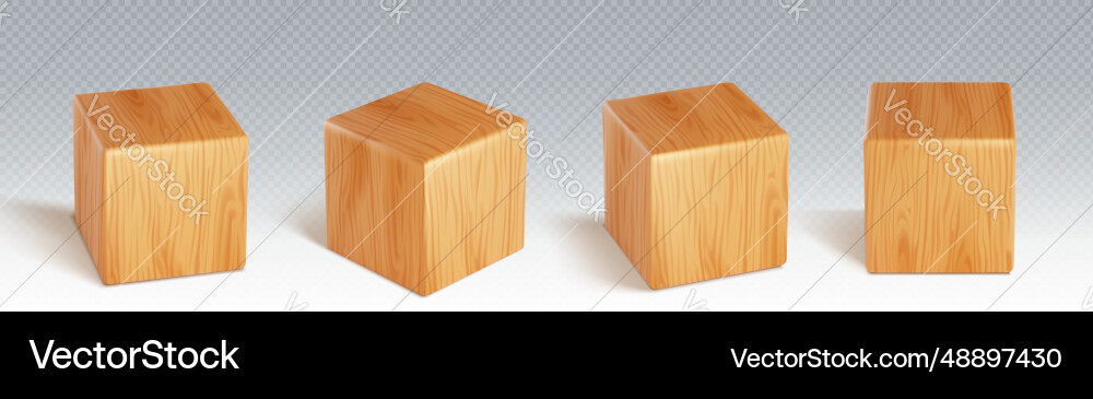 3d wood cube block to play game realistic 3d wood cube block to play game realistic vector image