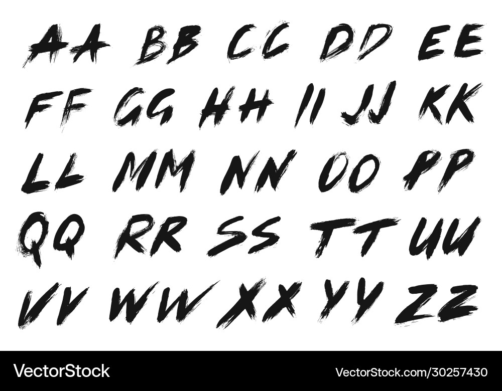 Abc set with alternatives brush font alphabet Abc set with alternatives brush font alphabet vector image