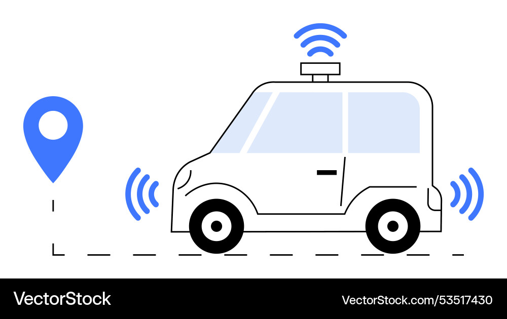 Autonomous vehicle with navigation mark and signal Autonomous vehicle with navigation mark and signal vector image