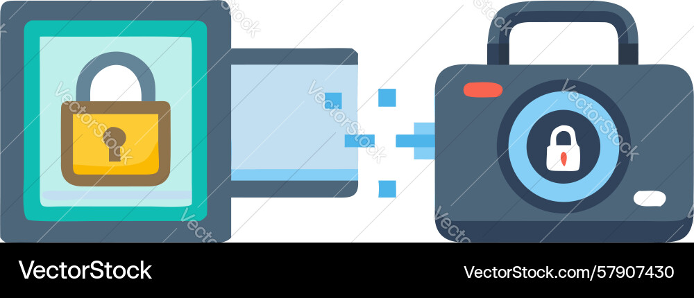 Dual security camera system padlocks networked Vector Image