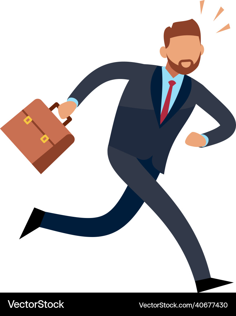 Man running with briefcase businessman hurrying vector image