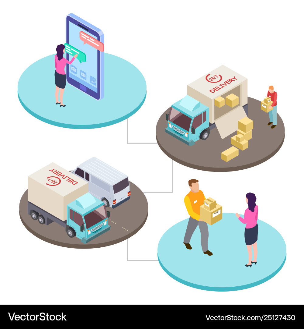 Online shopping and delivery service isometric Online shopping and delivery service isometric vector image