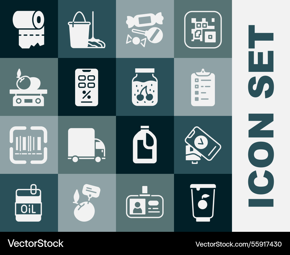 Set yogurt container pos terminal shopping list Set yogurt container pos terminal shopping list vector image