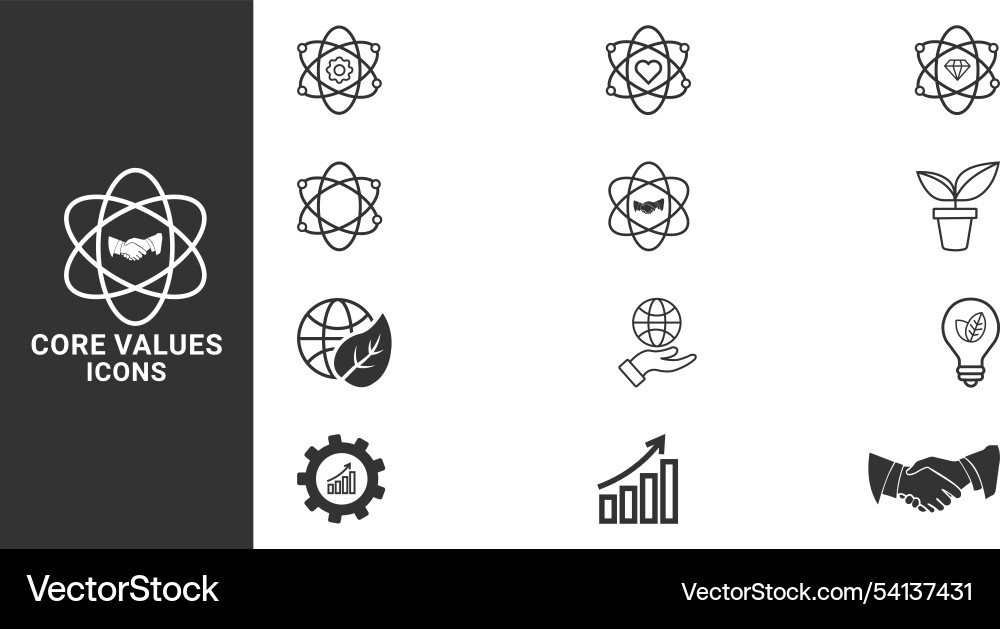 Core values icons set Vector Image
