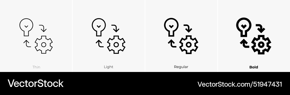 Implement icon thin light regular and bold style Implement icon thin light regular and bold style vector image