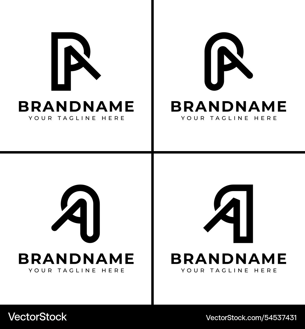 Letters pa or qa monogram logo set suitable vector image