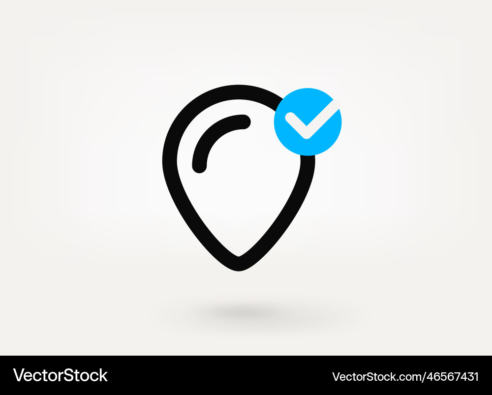 Map pin pictogram with approve check mark linear vector image