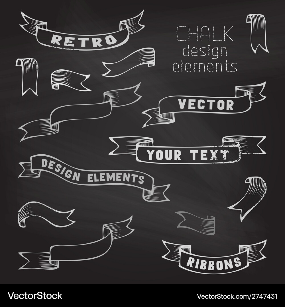Retro Chalk Ribbons Collection Vector Image