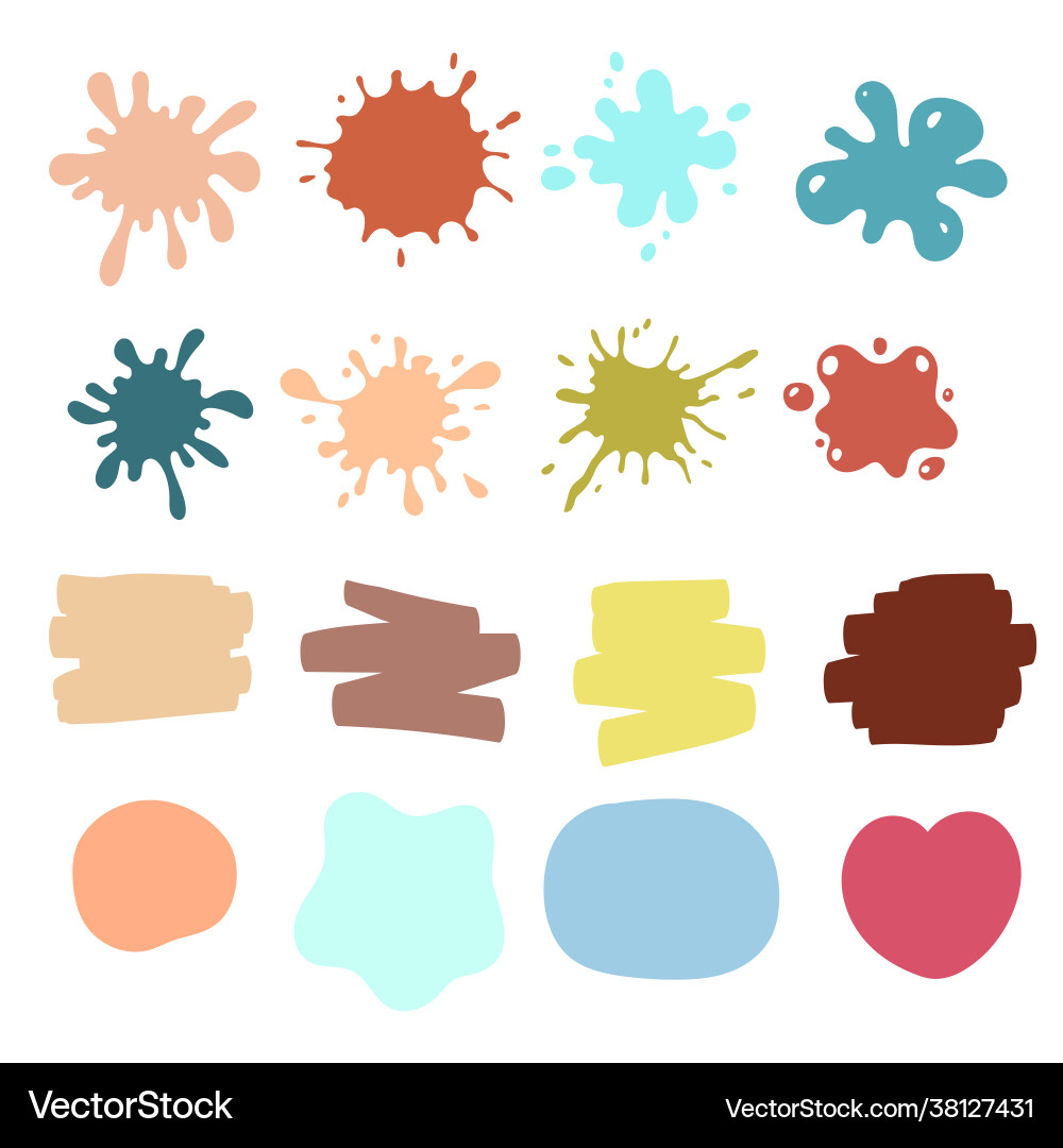 Set colorful brush strokes and blobs Set colorful brush strokes and blobs vector image