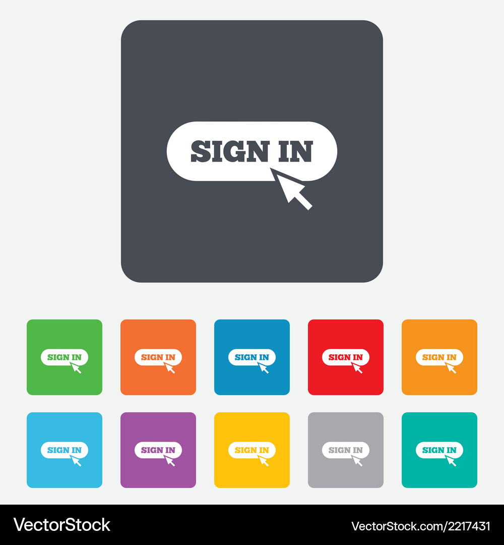 Sign in with cursor pointer icon login symbol Vector Image