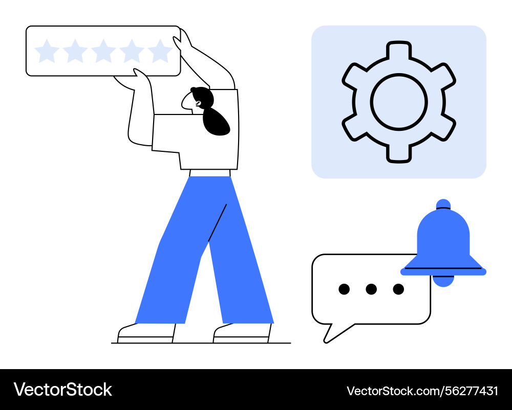 User giving a star rating with notifications User giving a star rating with notifications vector image