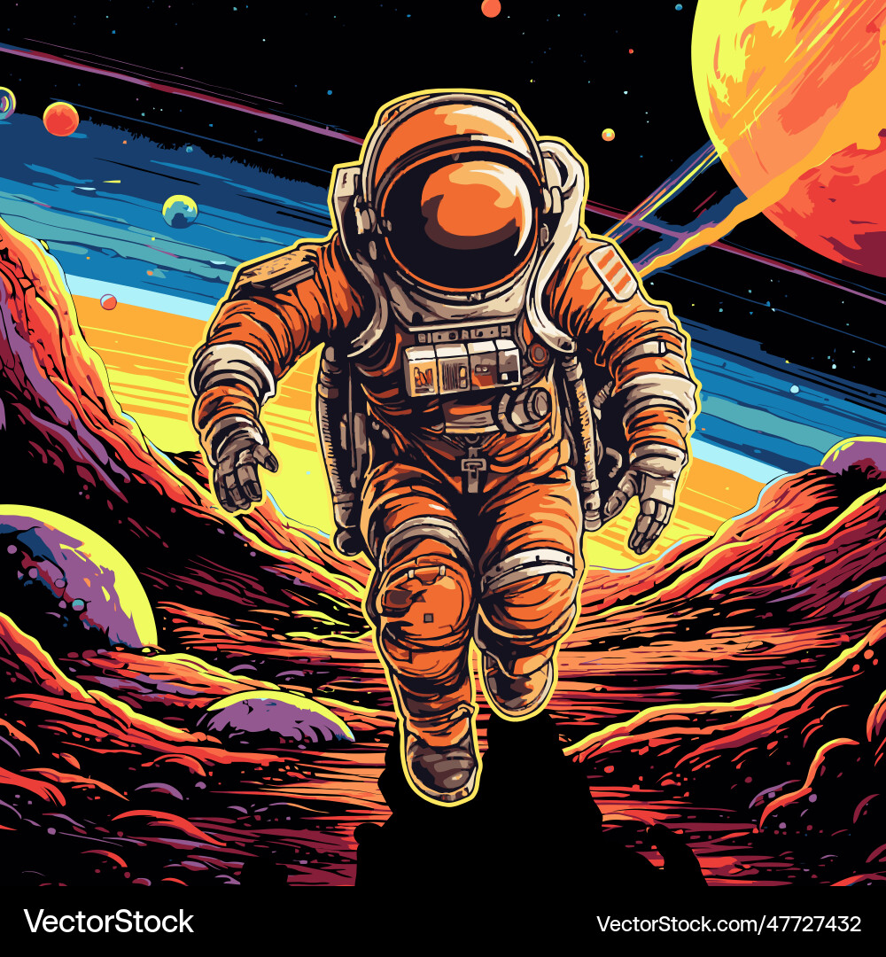 Astronaut Running in Space vector image