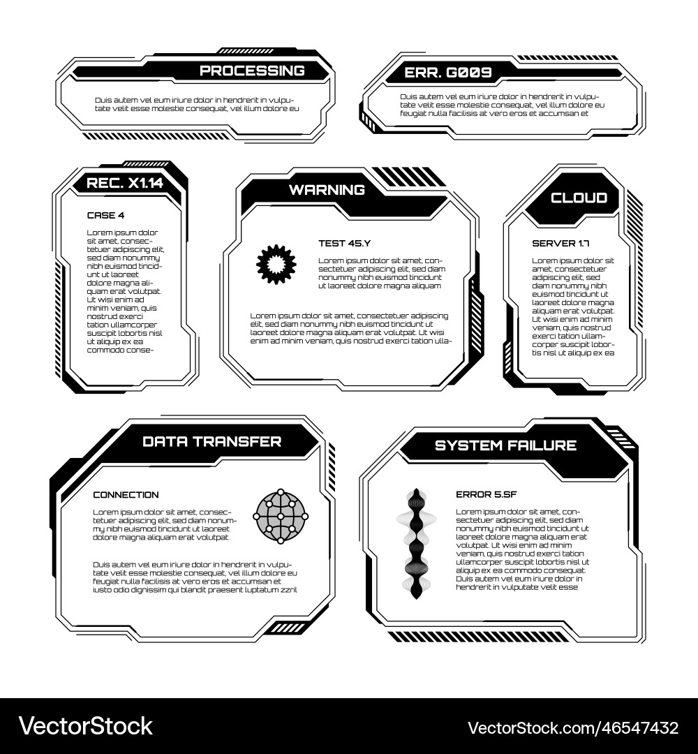 Black futuristic hud ui elements sci-fi user Vector Image