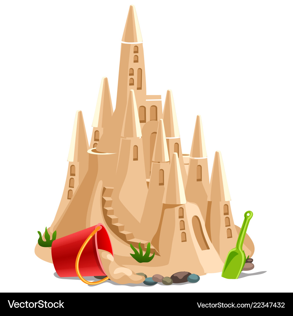 Castle made of sand isolated on white background vector image