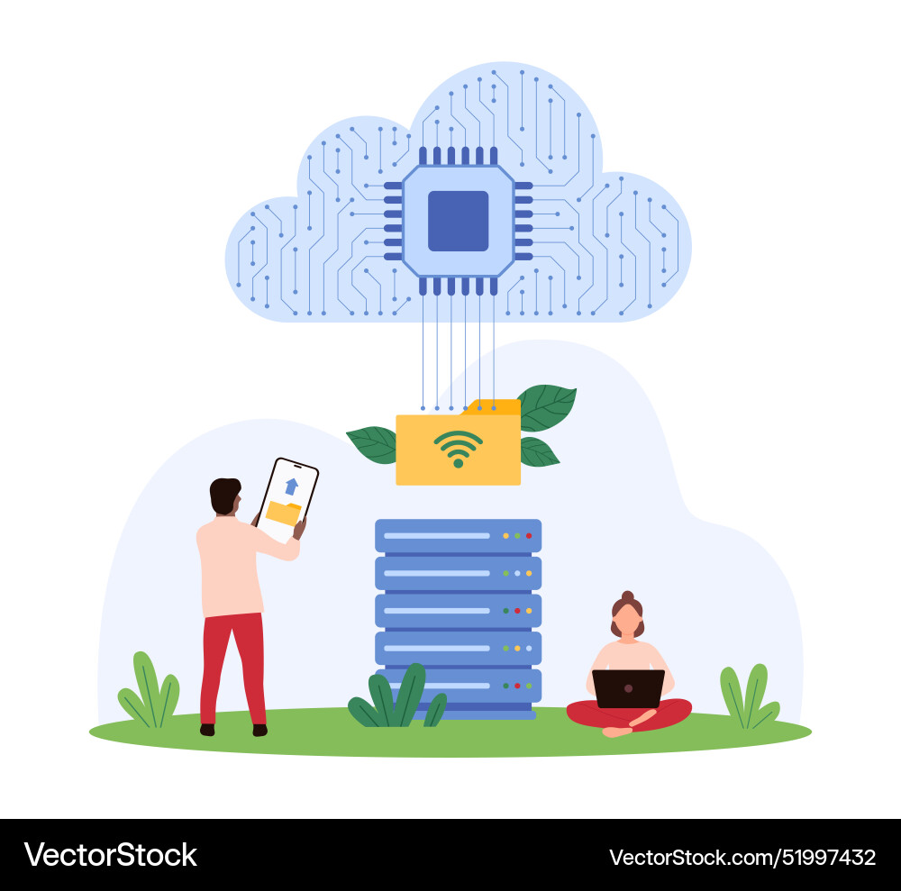 Cloud data storage online connection for file Cloud data storage online connection for file vector image
