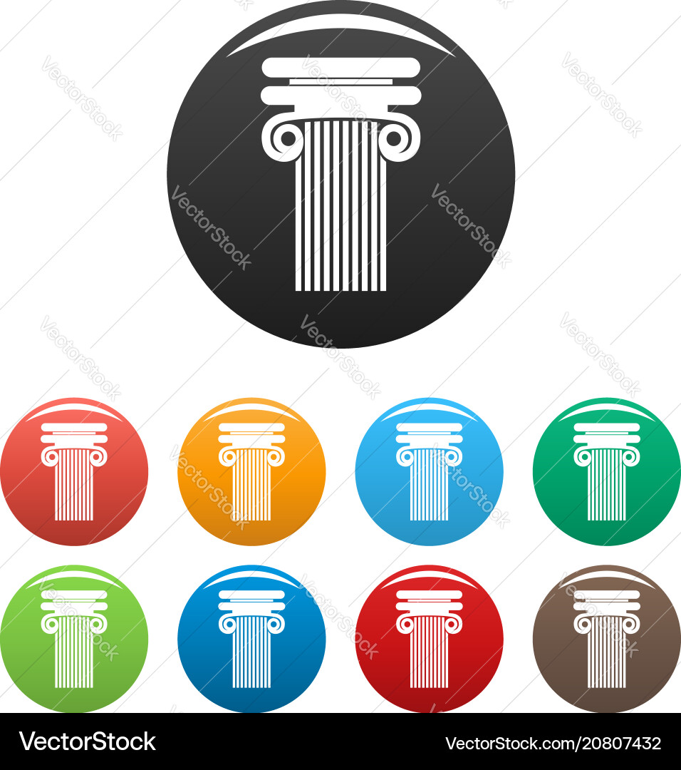 Column with curl icons set color vector image