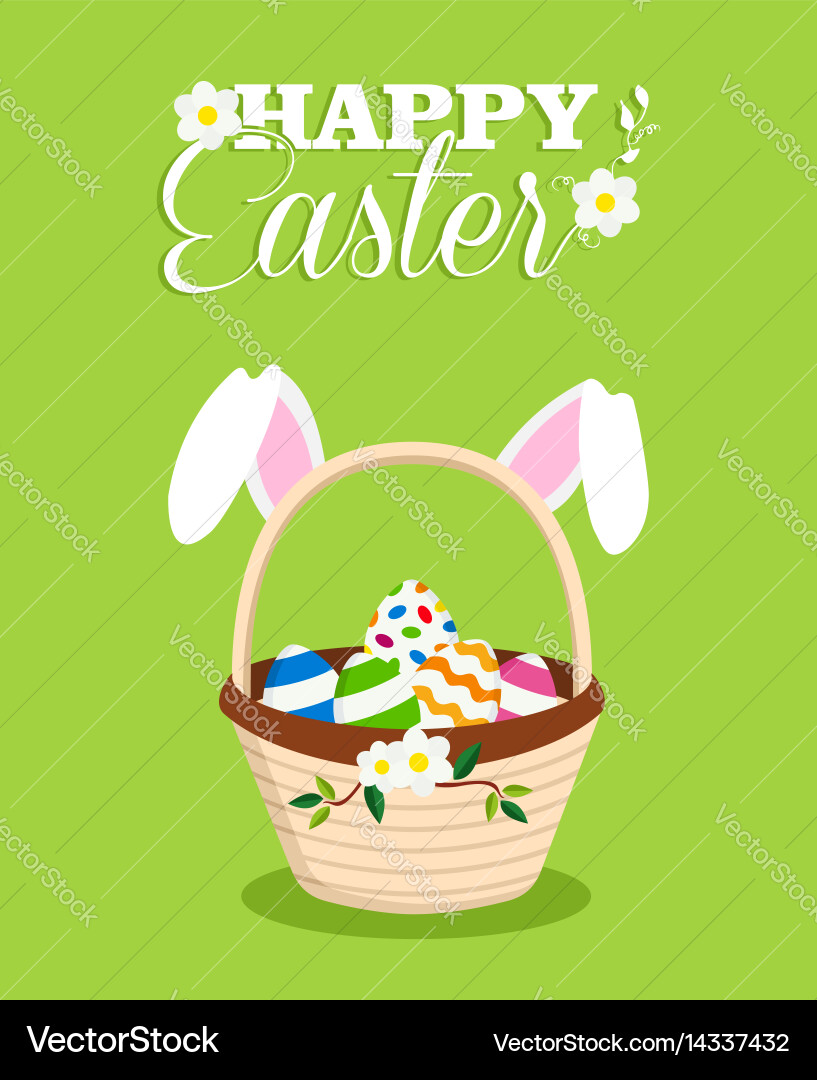 Easter Bunny with Basket of Eggs vector image