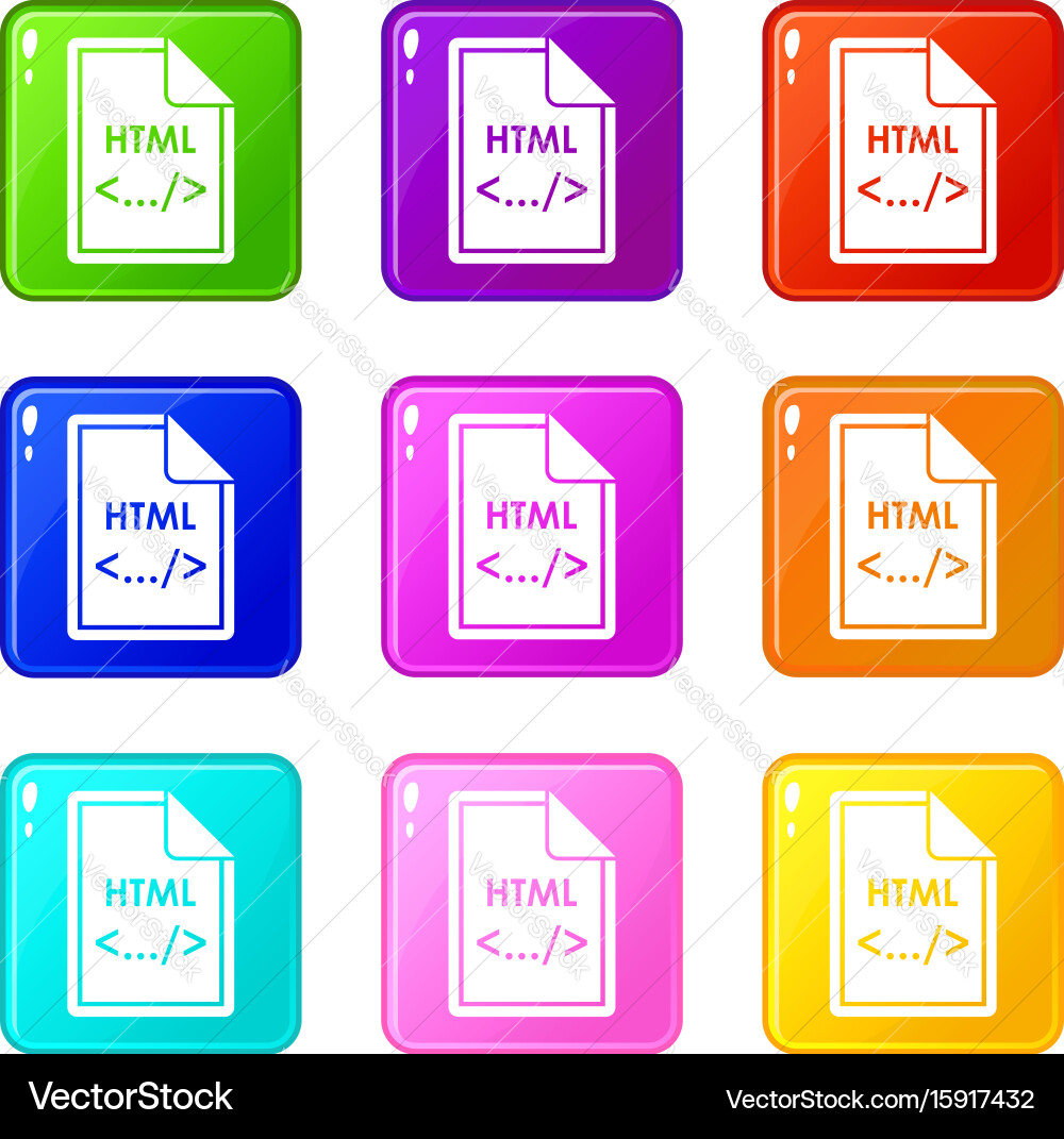 File html icons 9 set vector image