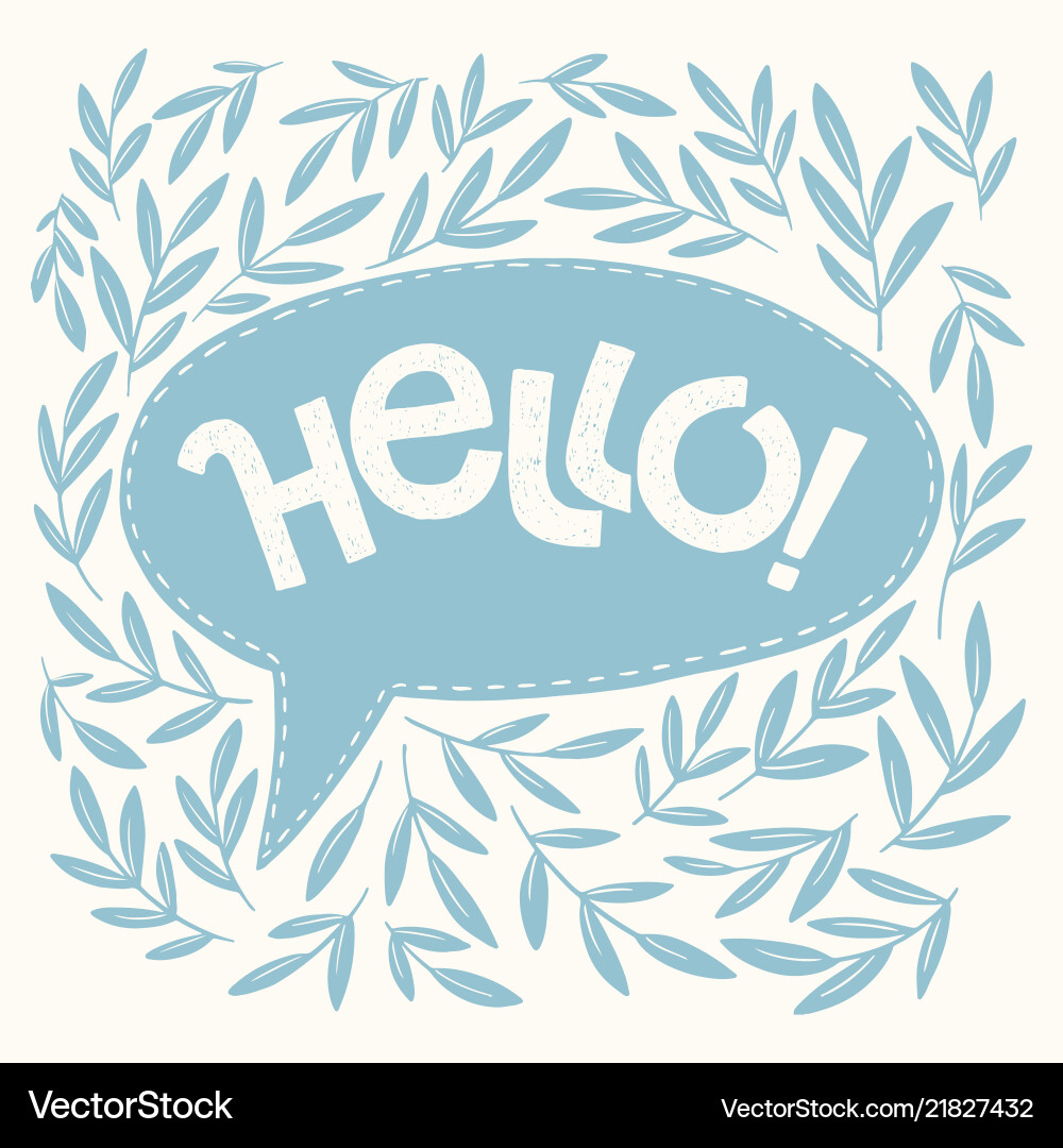 Floral Hello Greeting Card vector image