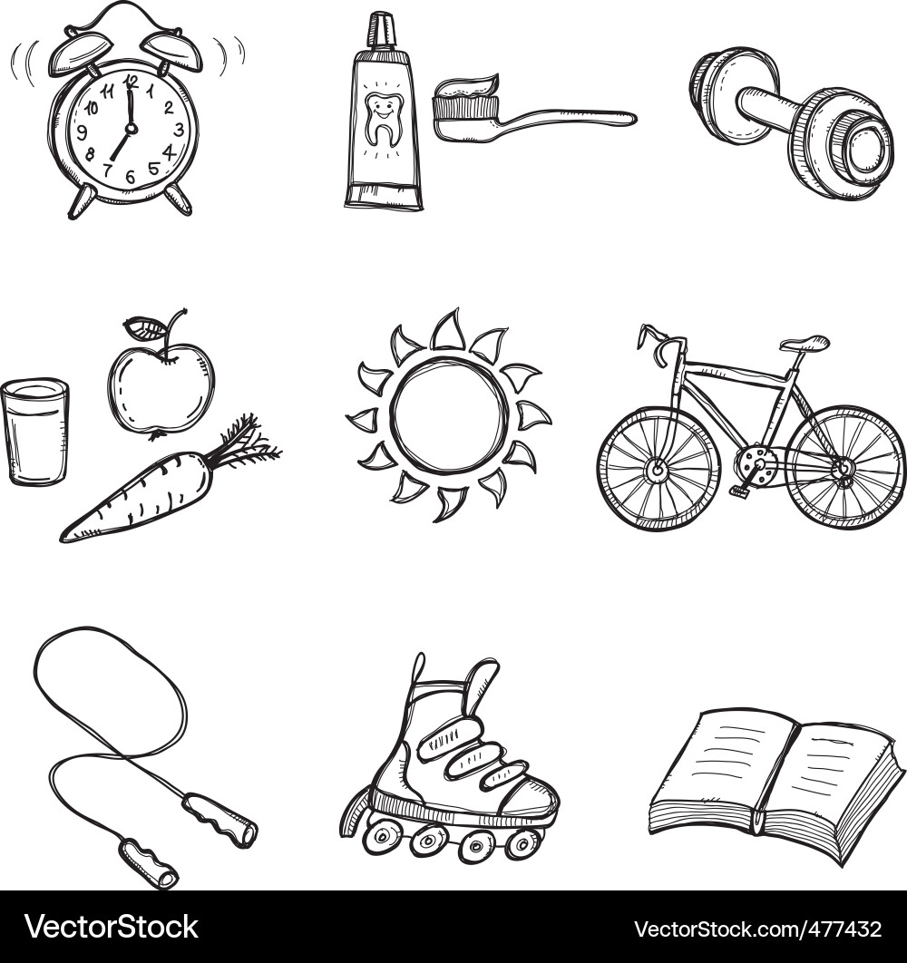 Healthy Lifestyle Icons Vector Image