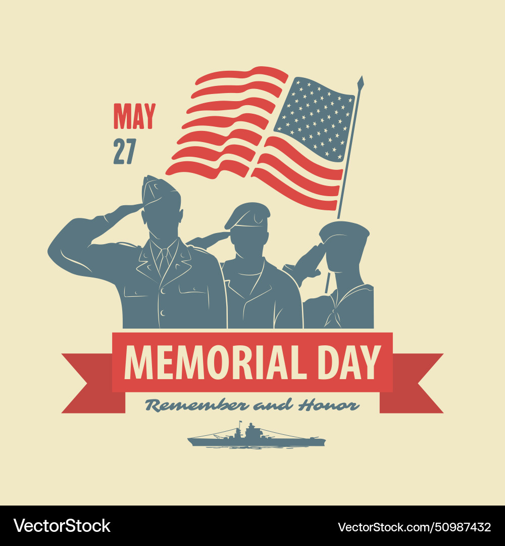 Memorial day poster design template Royalty Free Vector