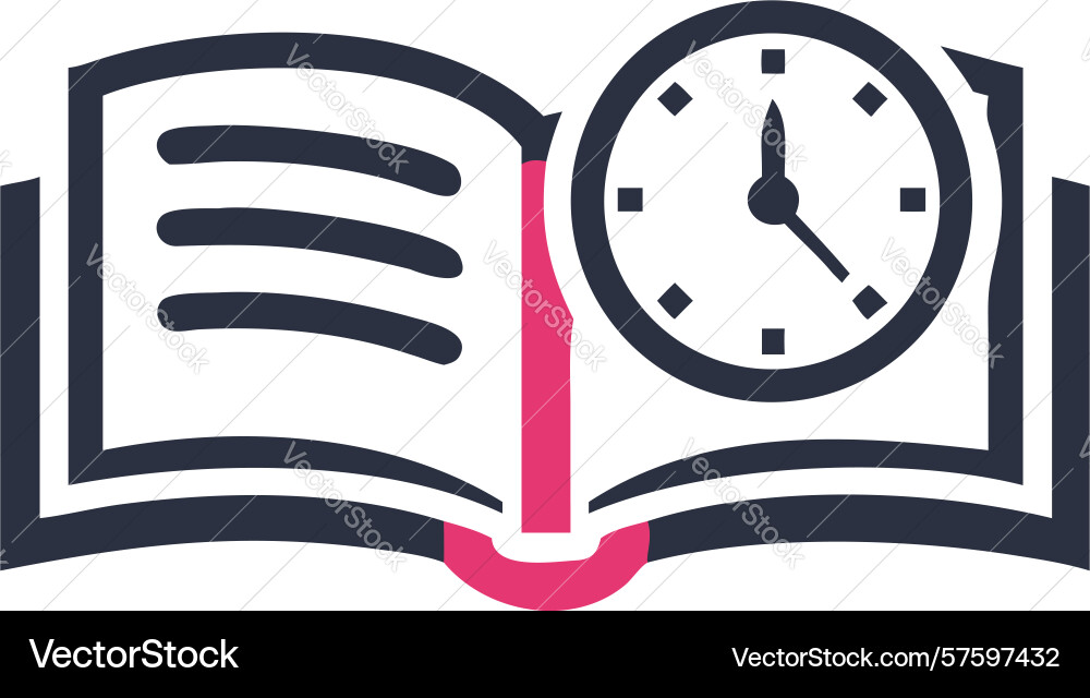 Open book with clock knowledge time icon design vector image