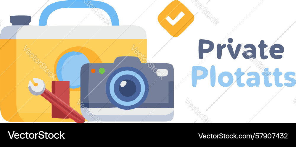 Private photo upload confirmed camera checkmark Vector Image