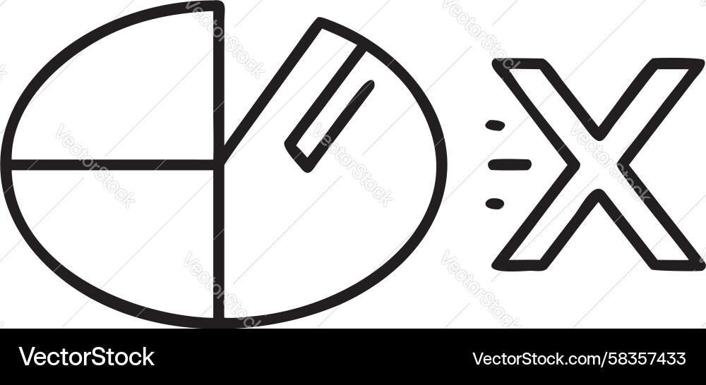 Data Error Pie Chart with X Mark Vector Image