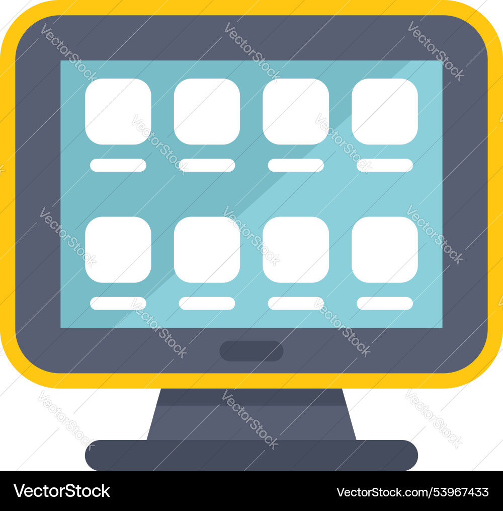 Desktop computer showing apps on screen displaying Desktop computer showing apps on screen displaying vector image
