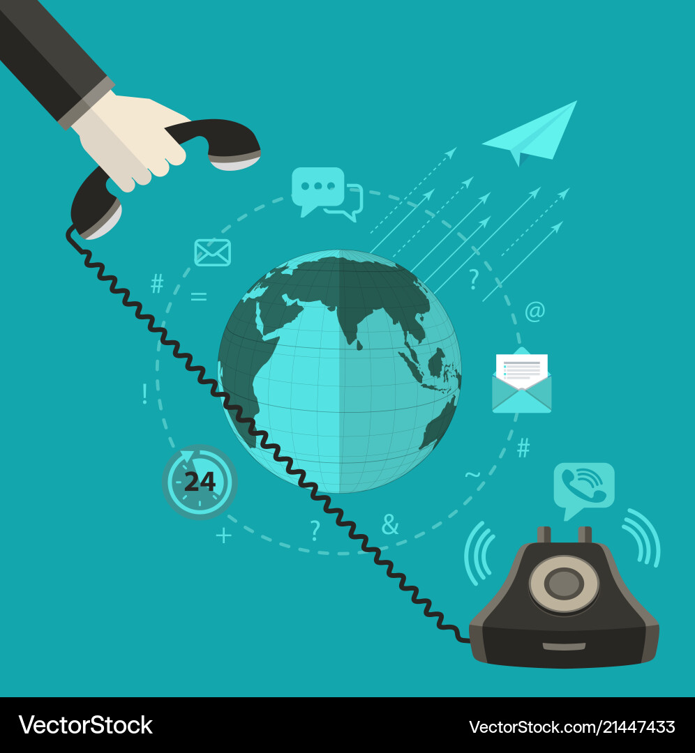 Eine Hand abholen Telefon mit Welt Hintergrund Eine Hand abholen Telefon mit Welt Hintergrund vektorbild