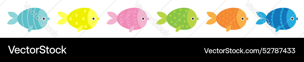 Fish icon set line cute cartoon kawaii funny baby Fish icon set line cute cartoon kawaii funny baby vector image