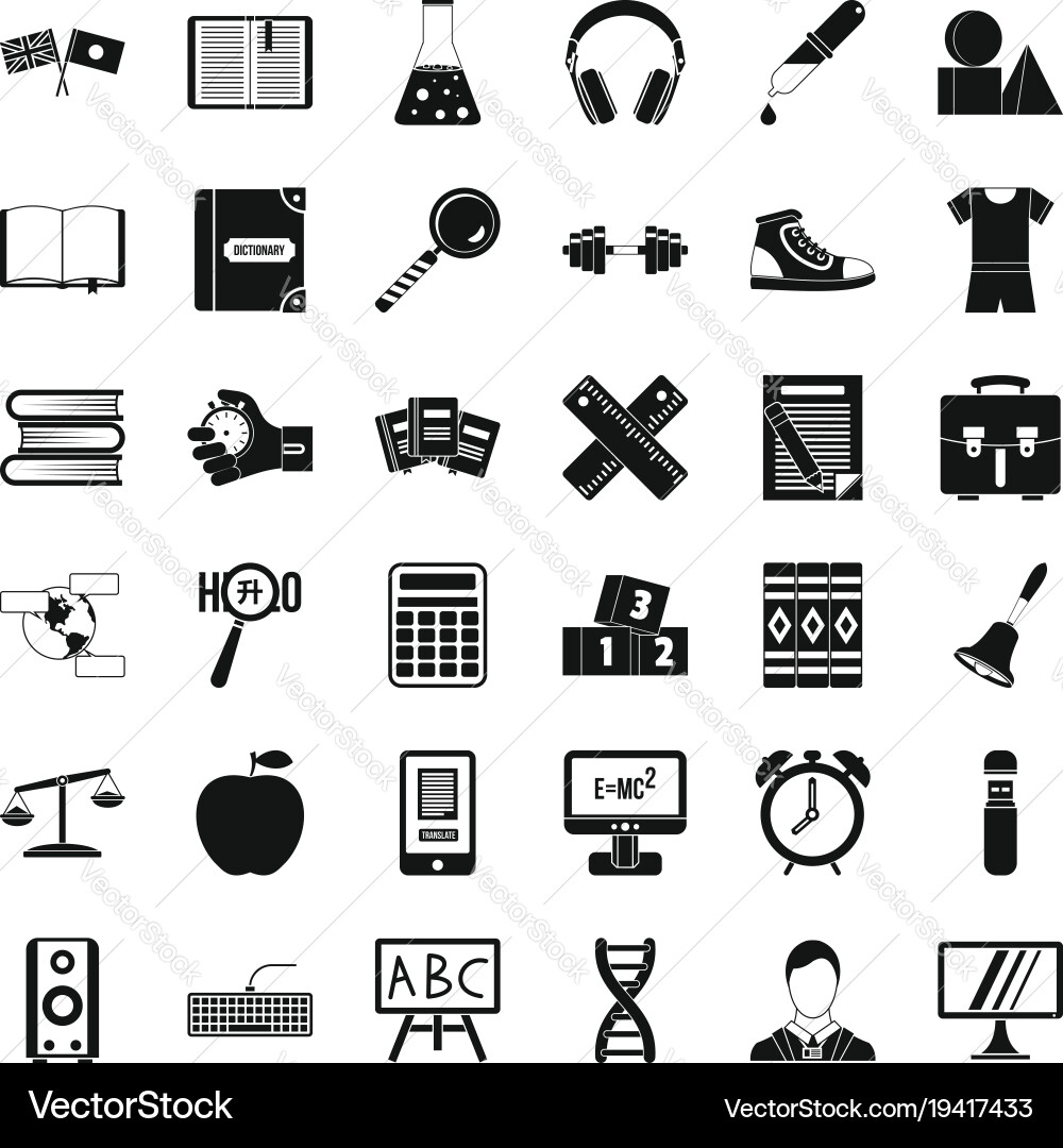 Learning cube icons set simple style Vector Image