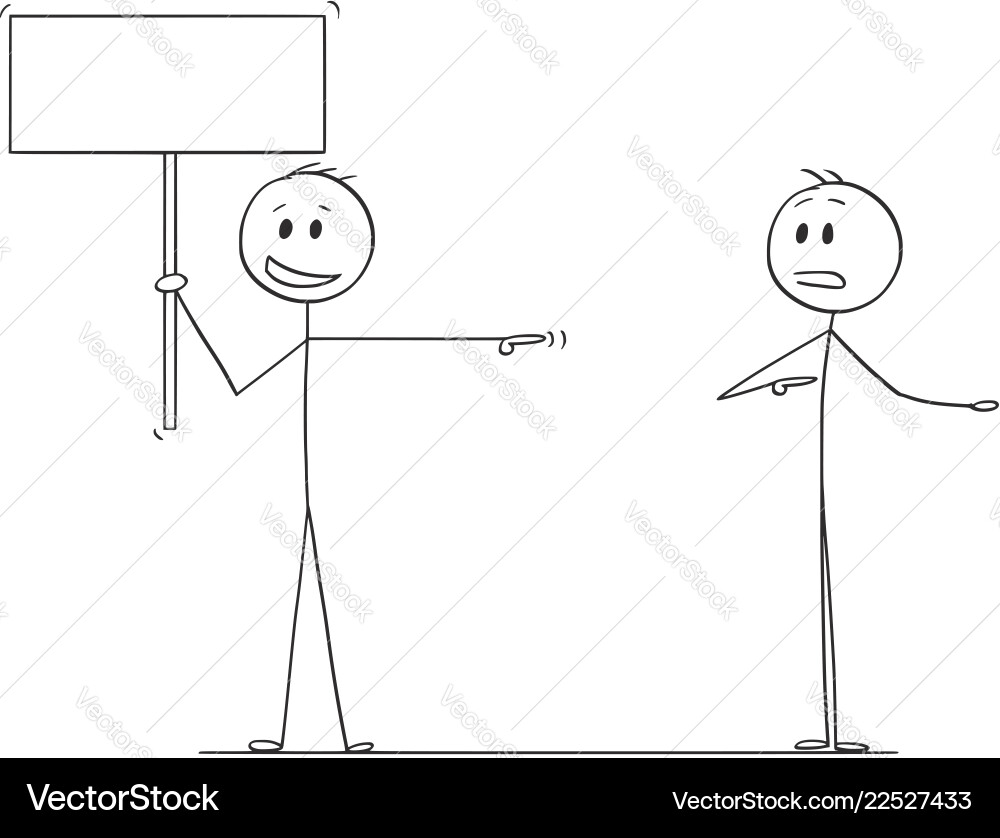 Man Blaming Another Man with Sign vector image
